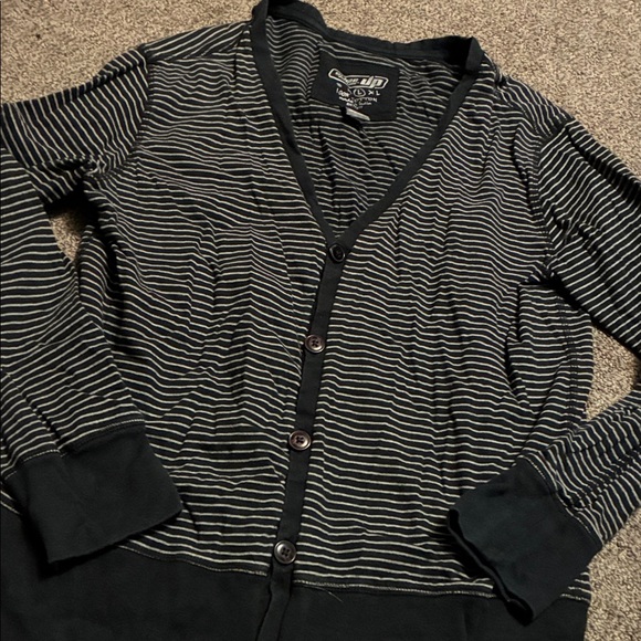 Urban Pipeline Black and White Striped Cardigan - Picture 1 of 2